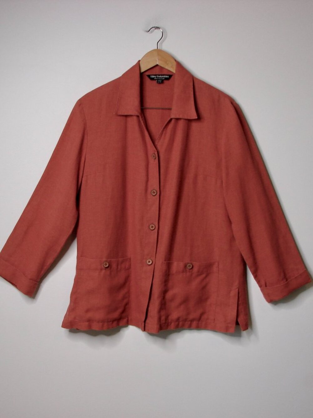 Tilley Endurables Hemp Linen Loose Relaxed Oversized Blazer Jacket Rust Large